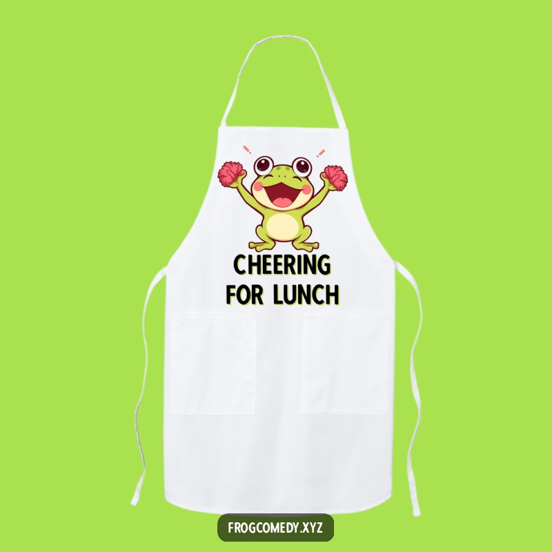 Funny Kawaii Frog Apron: Cheerful Pom-Pom Chef Wear, Hilarious Party Funny Gift!