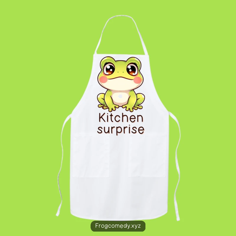 Funny Kawaii Frog Crossed Eyes Apron: Kitchen Surprise for Hilarious Cooking