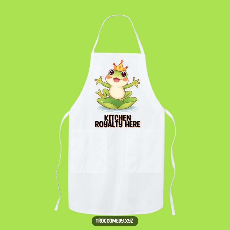 Funny Kawaii Frog Crown Apron: Royal Kitchen Accessory, Perfect Funny Gift for Chefs