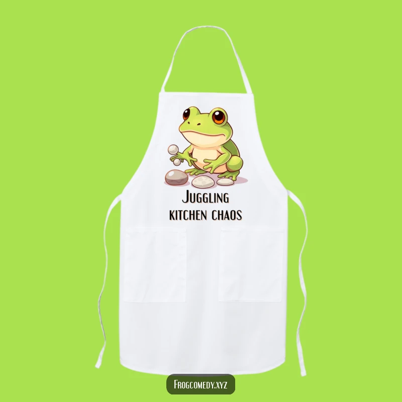 Funny Kawaii Frog Juggling Apron: Kitchen Skills & Humor Gift