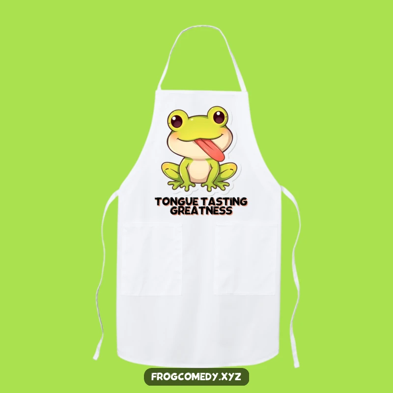 Funny Kawaii Frog Tongue Apron: Cook with Playful, Sticky Humor