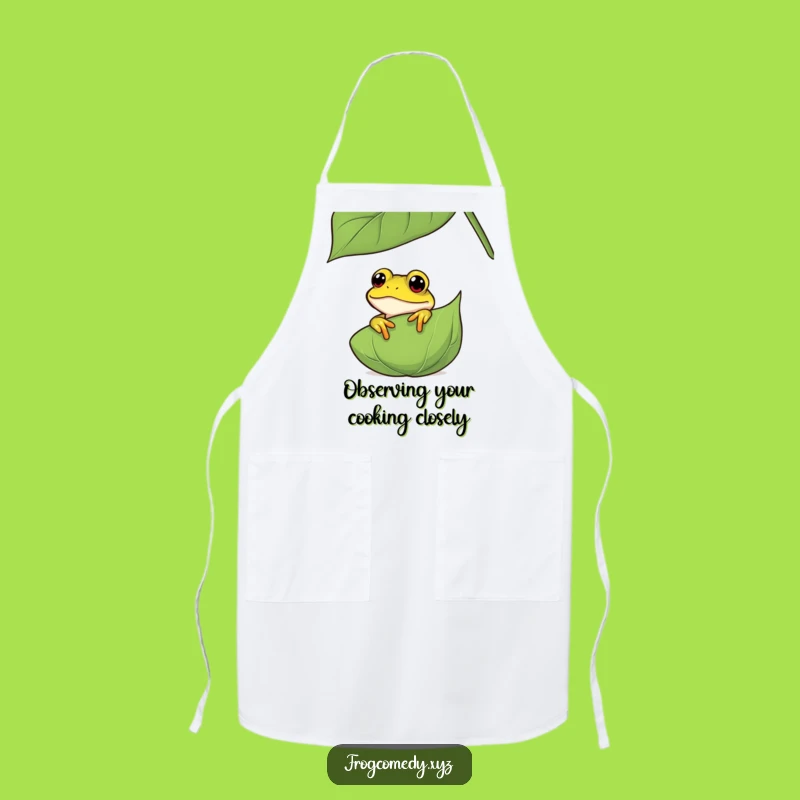 Funny Curious Frog Apron: Kitchen Peeking Amphibian, Perfect Funny Gift for Chefs