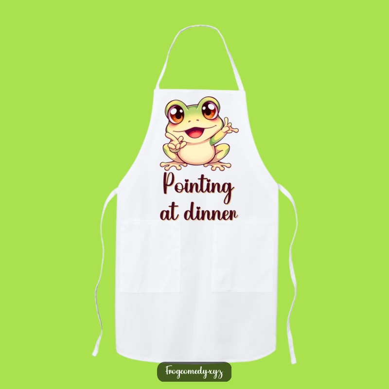 Funny Excited Frog Apron: Pointing Chef Design, Perfect Funny Kitchen Gift