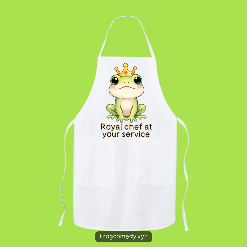 Funny Regal Frog King Apron: Kitchen Royalty, Perfect Funny Gift for Chefs