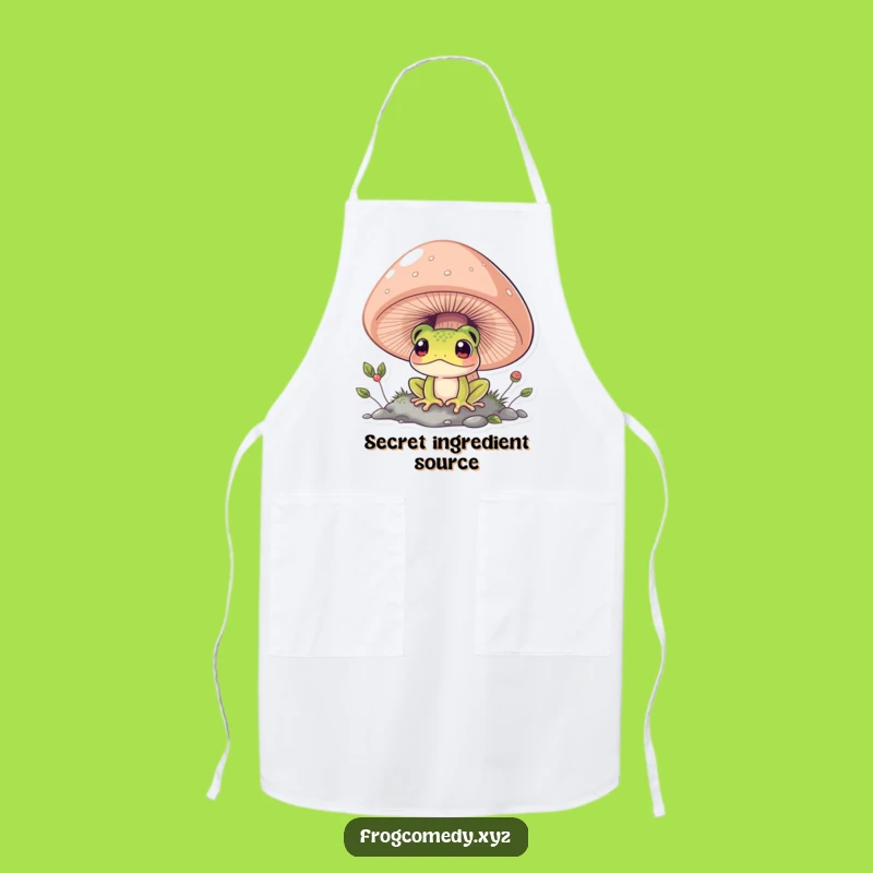 Funny Curious Frog Apron - Kitchen Mushroom Explorer Gift
