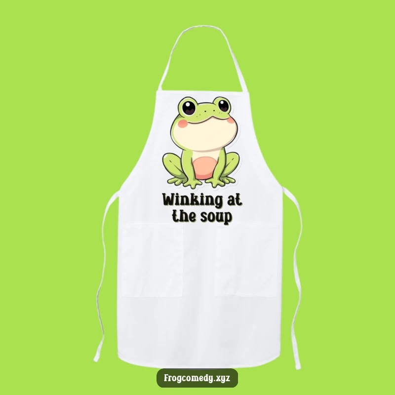 Funny Kawaii Frog Apron: Playful Winker Chef Wear, Hilarious Cooking Funny Gift!