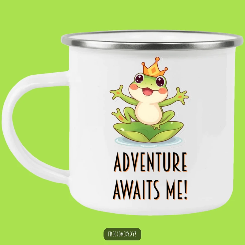Funny Kawaii Frog Camping Mug: Royal Leap Design, Ideal Funny Gift for Campers