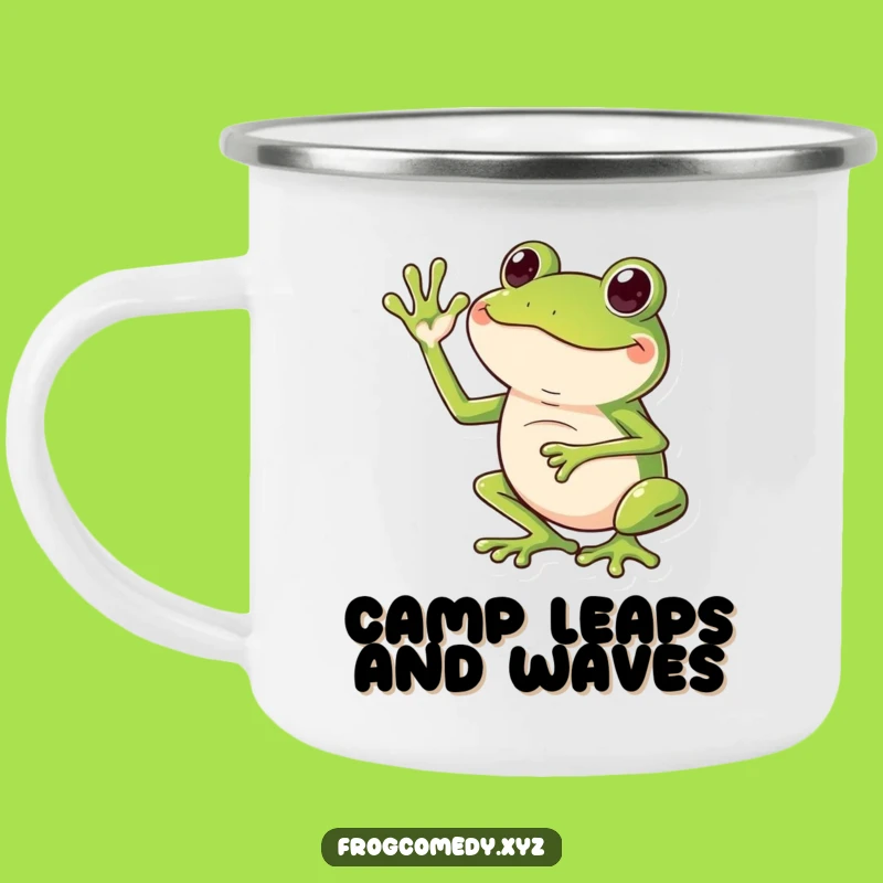 Funny Frog Leg Wave Camping Mug: Durable Outdoor Greeting, Perfect Funny Gift