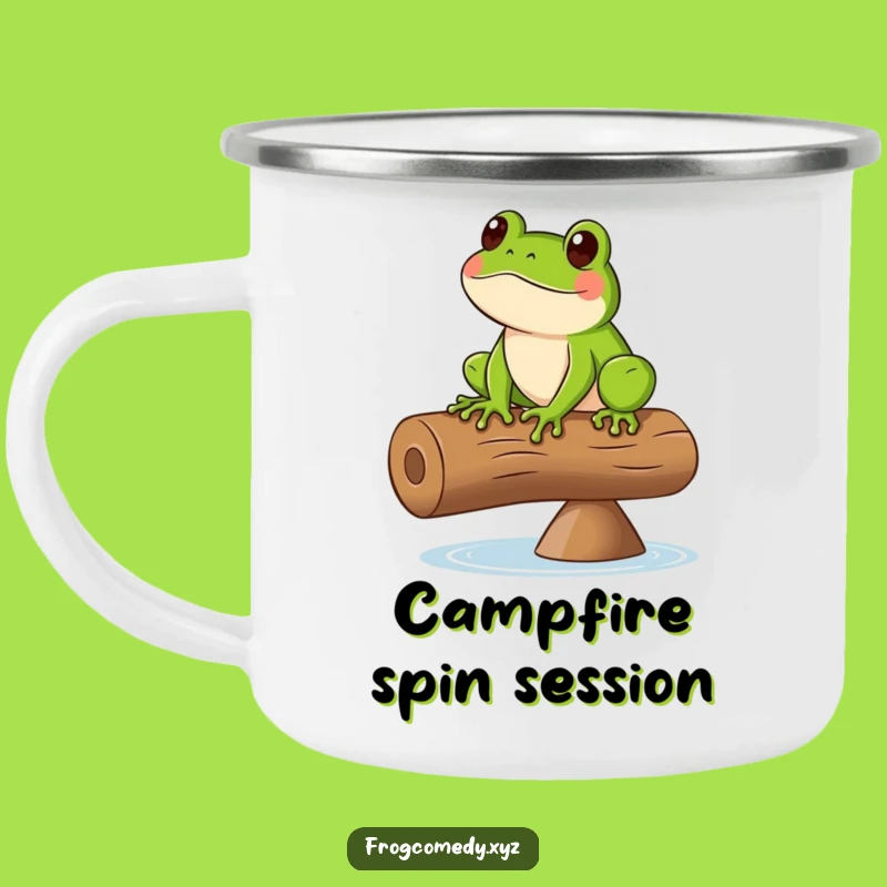 Funny Frog Balancing Log Camping Mug: Adventurous Outdoor Gear, Perfect Funny Gift
