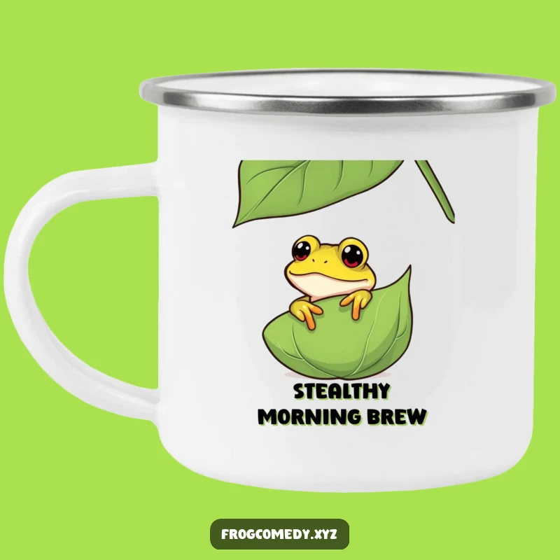 Funny Curious Frog Camping Mug: Outdoor Peeking Amphibian, Perfect Funny Gift for Hikers