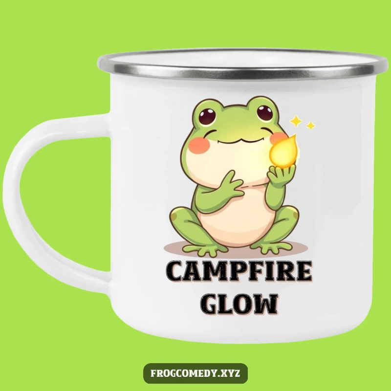 Funny Kawaii Frog Camping Mug: Gentle Firefly Design, Ideal Funny Gift for Outdoors
