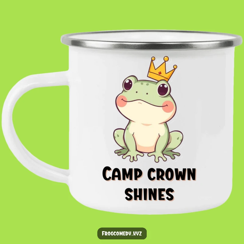 Funny Kawaii Frog Crown Camping Mug: Regal Amphibian for Rugged Royalty