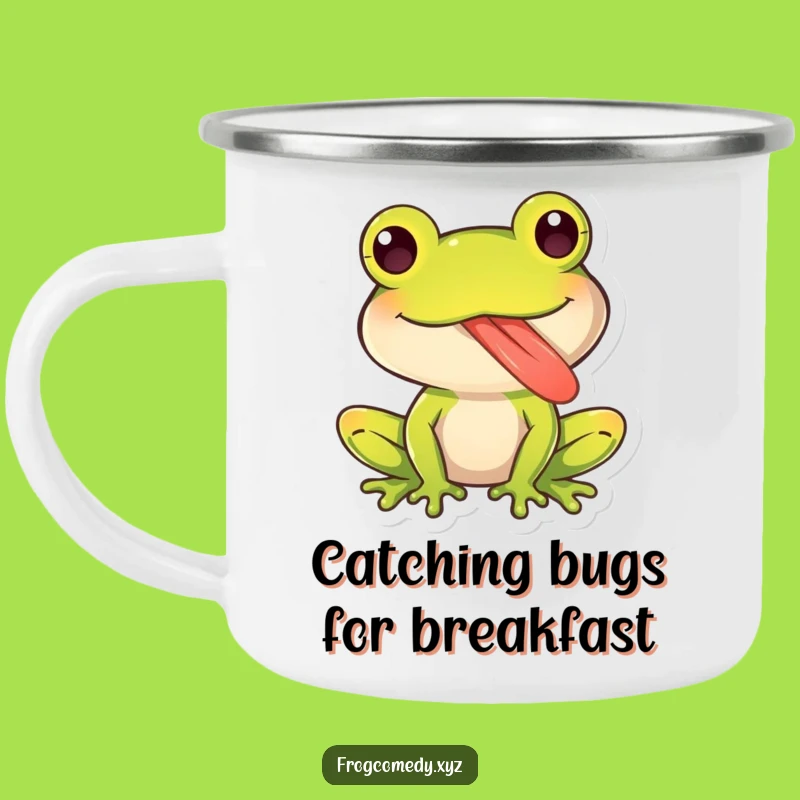 Funny Outdoor Kawaii Frog Tongue Camping Mug: Playful Camp Humor