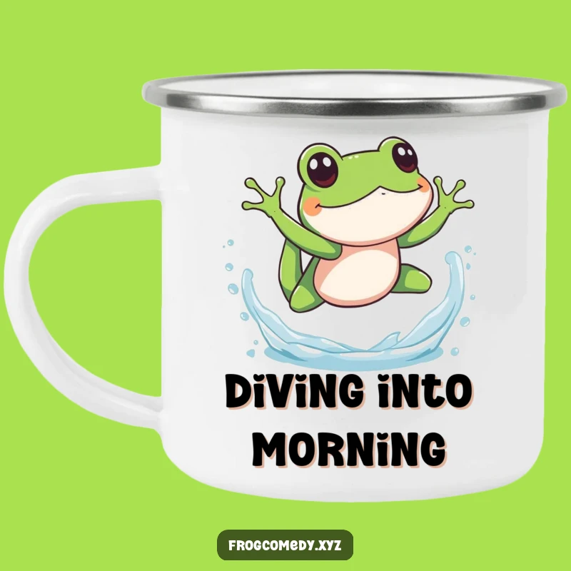 Funny Splashy Frog Dive Camping Mug: Outdoor Amphibian Fun, Perfect Funny Gift for Campers