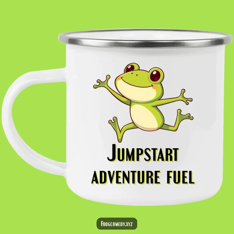 Funny Frog High Jump Camping Mug: Durable & Hilarious Amphibian Outdoor Gift