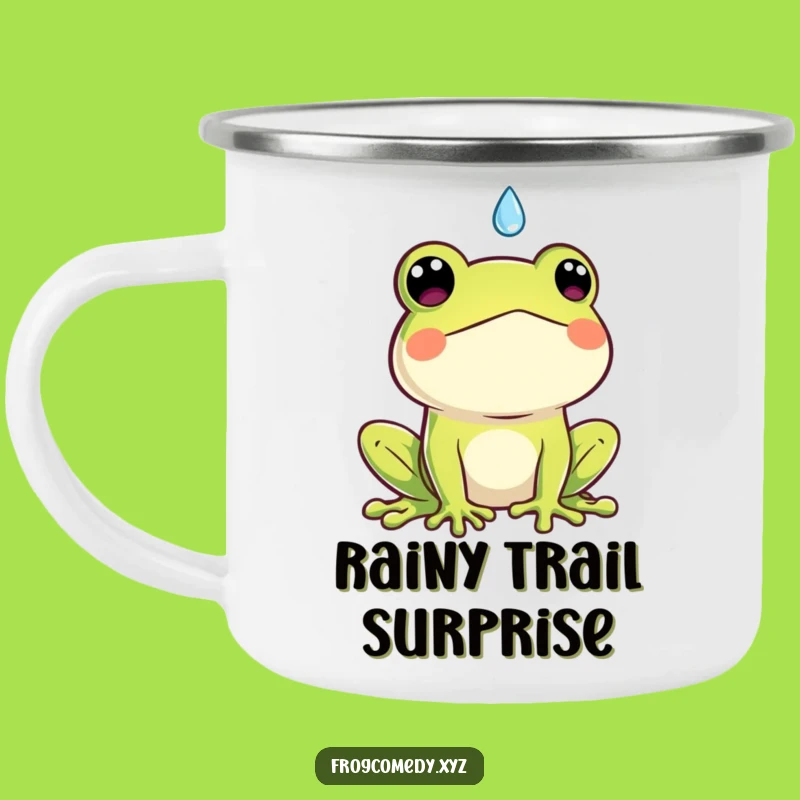 Funny Kawaii Frog Camping Mug: Surprise Raindrop, Rustic & Hilarious Gift!