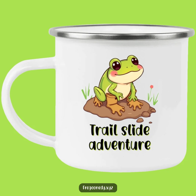 Funny Mud Sliding Frog Boots Camping Mug: Messy Outdoor Gear, Perfect Funny Gift