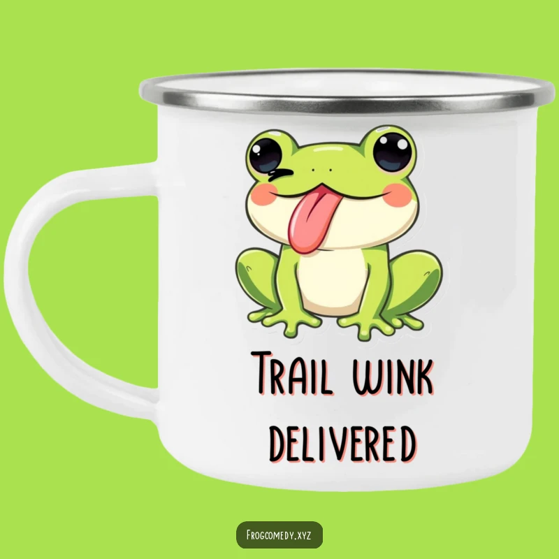Funny Kawaii Frog Tongue Wink Camping Mug: Outdoor Cheeky Humor, Perfect Gift