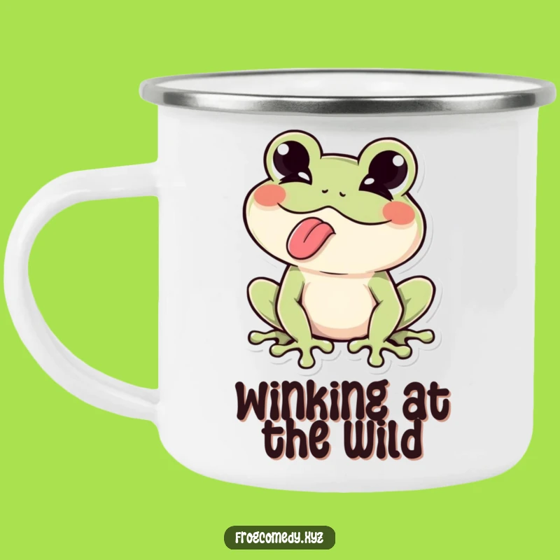 Funny Kawaii Frog Tongue Wink Camping Mug - Outdoor Mischief - Funny Gift