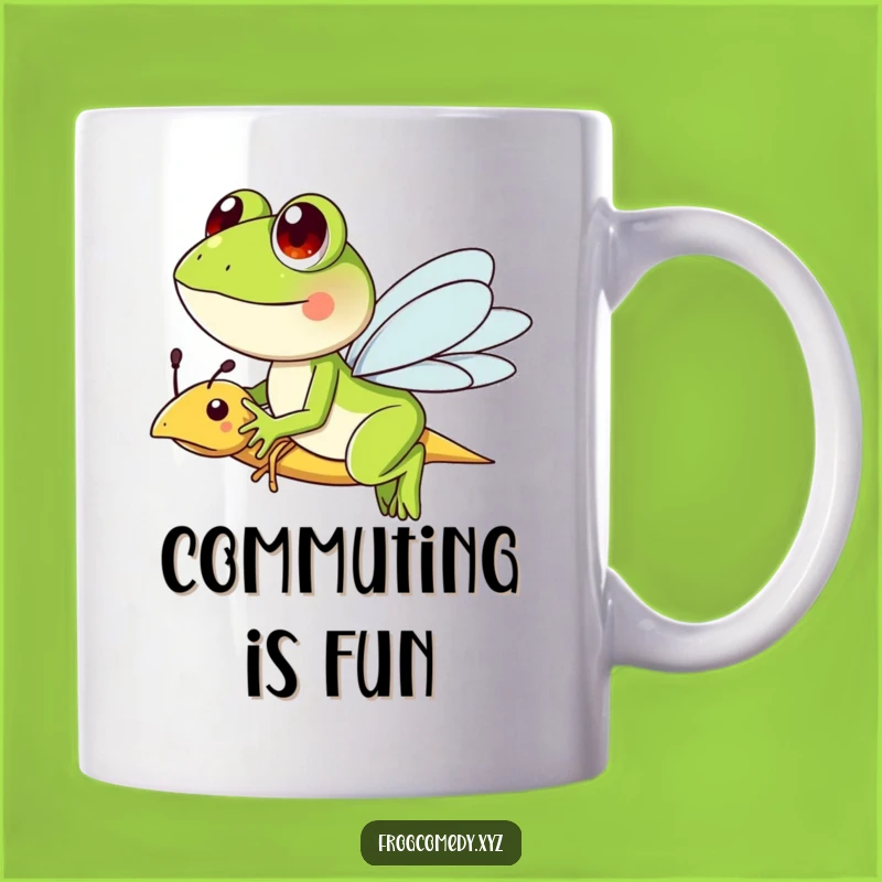 Funny Frog Dragonfly Rider Mug: Whimsical Adventure, Perfect Funny Gift