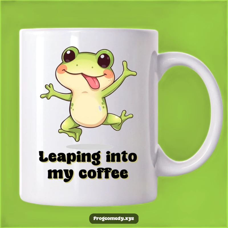 Funny Frog Leap Mug: Happy Frog Tongue Out Surprise Jump, Hilarious Amphibian Gift