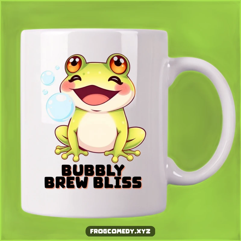Funny Kawaii Frog Bubble Mug: Adorable Grin and Playful Humor, Perfect Gift