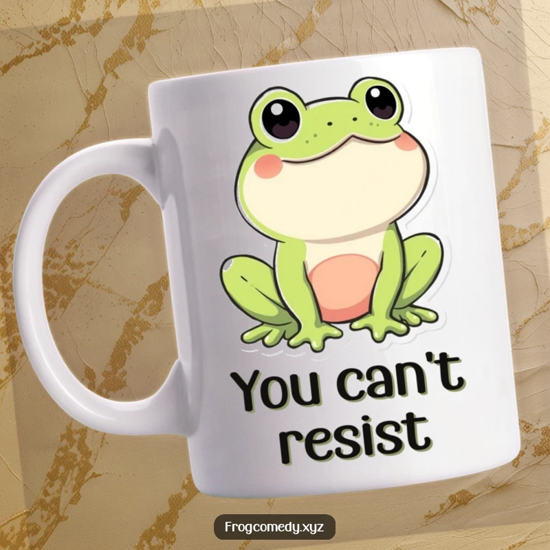 Funny Kawaii Frog Mug: A cute frog with a playful wink, bringing a touch of cheeky charm and humor to any beverage.
