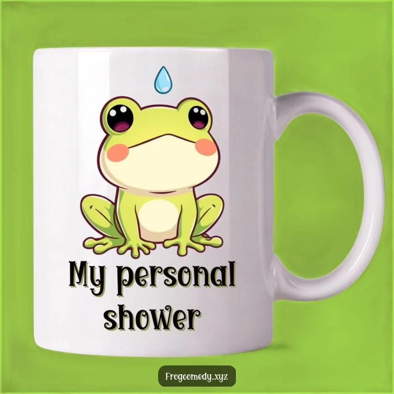 Funny Kawaii Frog Mug: Surprised by Raindrop, Perfect Gift for Frog Lovers!