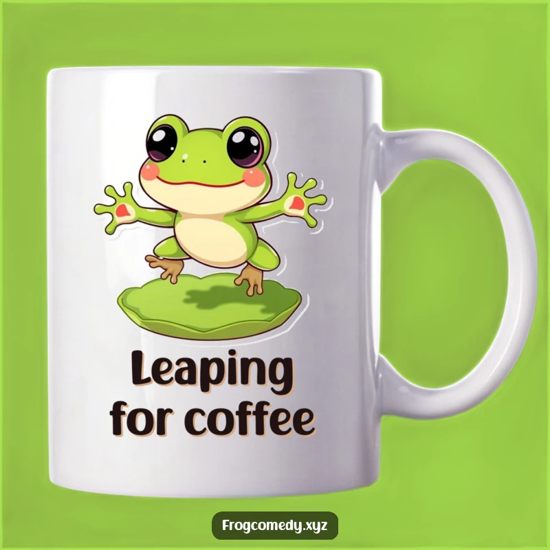 Funny Frog Lily Pad Mug: Exuberant Leap Design, Perfect Cheerful Funny Gift