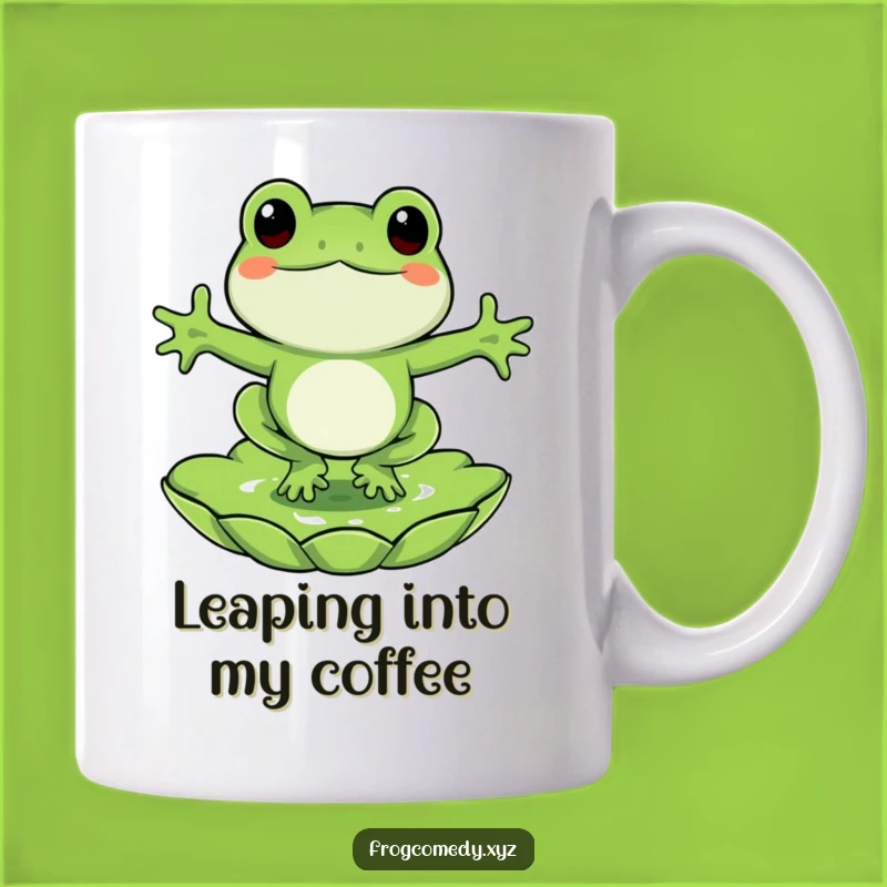 Funny Frog Lily Pad Mug: Happy Jumper Delight, Perfect Funny Gift for Amphibian Lovers