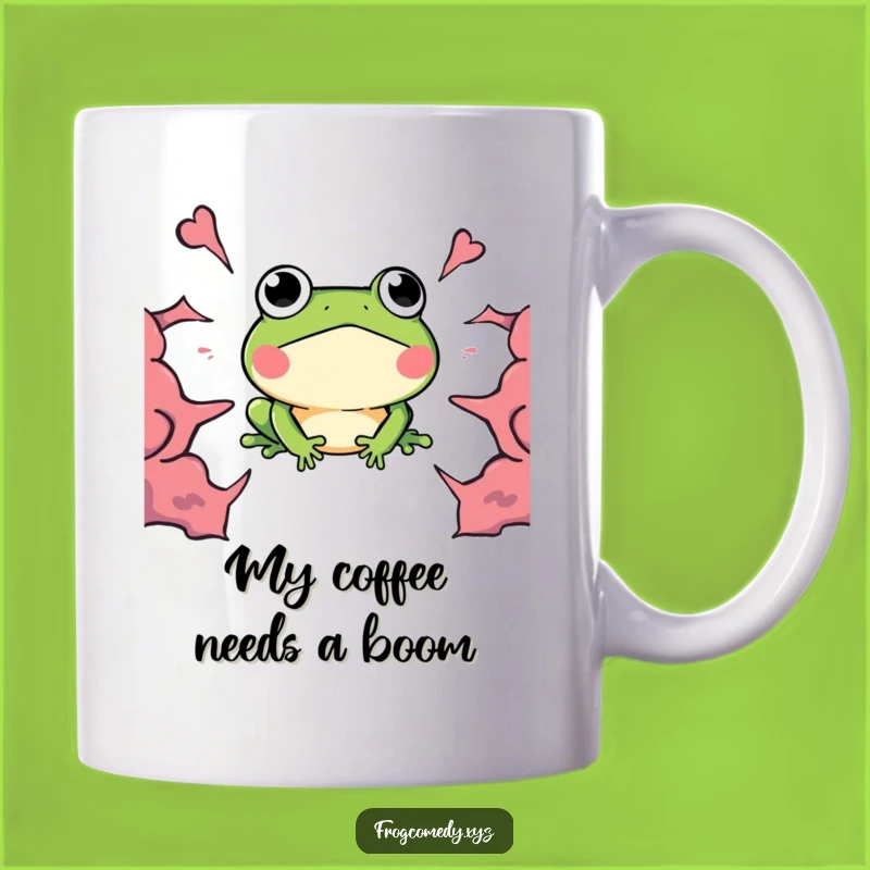 Funny Kawaii Frog Boom Surprise Mug: Shocked Reaction Gift