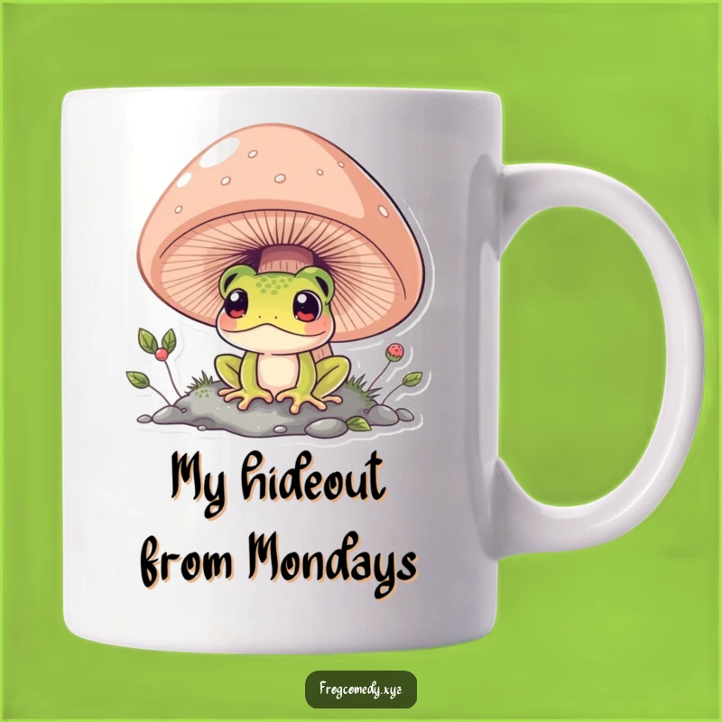Funny Curious Frog Mushroom Mug - Adorable Woodland Creature Gift