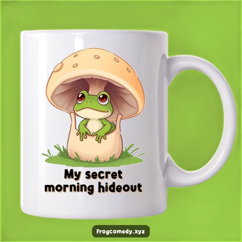 Funny Curious Frog Mushroom Mug - Whimsical Forest Dweller Gift
