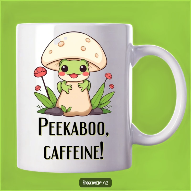 Funny Kawaii Frog Mug: Peek-a-Boo Mushroom Frog Gift for Whimsical Mornings!