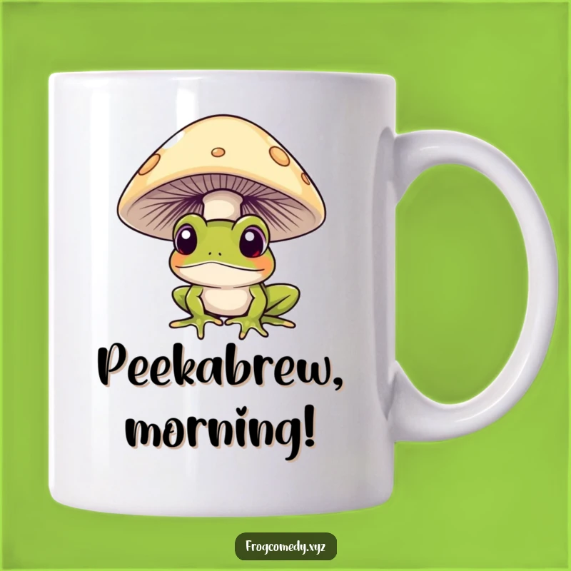 Funny Curious Frog Mug: Mushroom Peek Gift for Nature Lovers