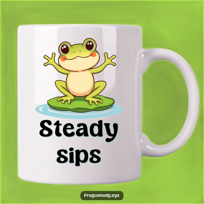Funny Kawaii Frog Mug - Comical Balance Act, Cute Gift