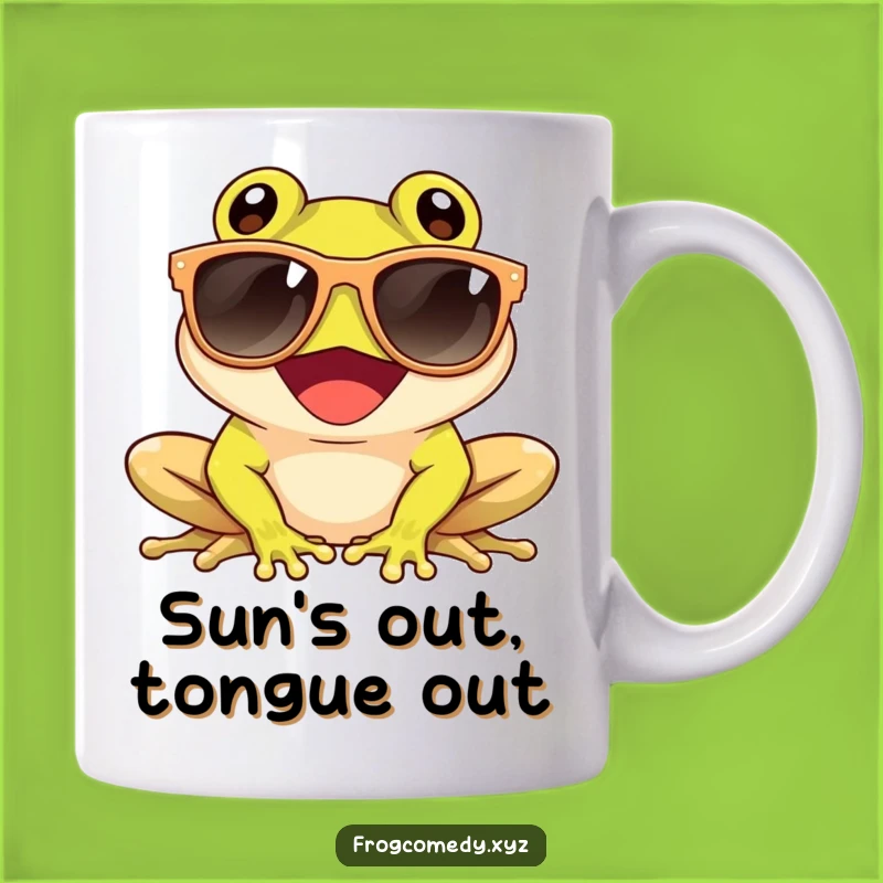 Funny Sunglasses Frog Mug: Giggling Amphibian Enjoying Sun, Cool & Hilarious Gift
