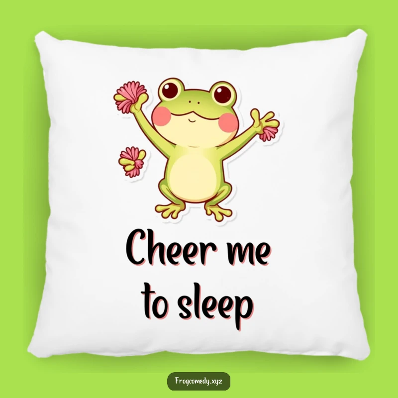 Funny Kawaii Frog Pom-Poms Pillow: Comfy Cheer for Your Space