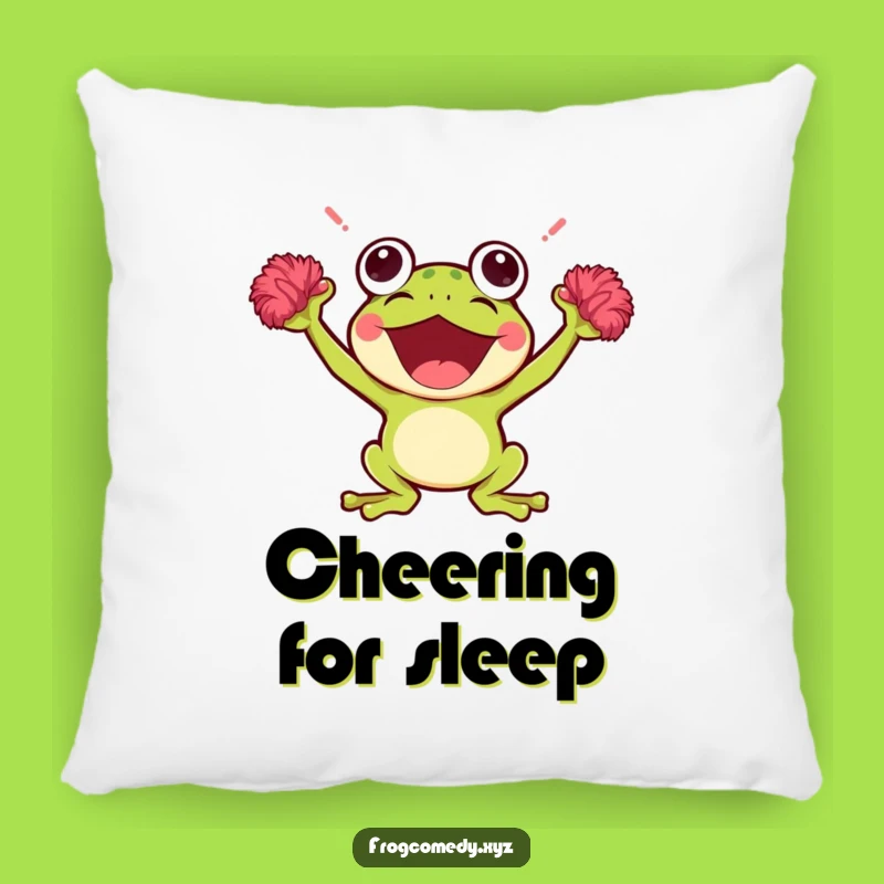Funny Kawaii Frog Pillow: Cheerful Pom-Pom Cushion, Your Perfect Comfort Funny Gift!