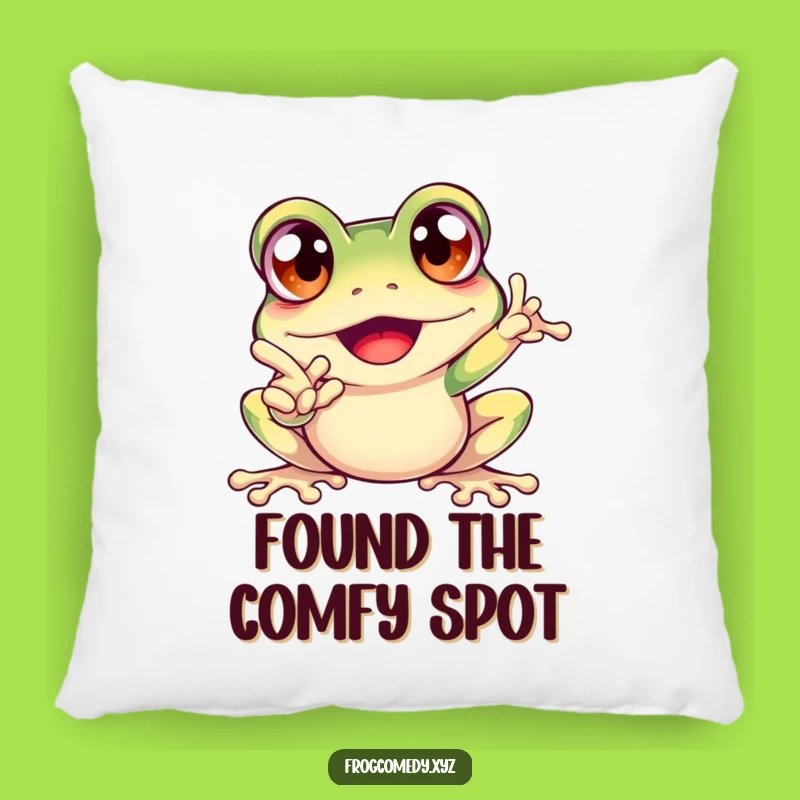 Funny Excited Frog Pillow: Bulging Eyes Cushion, Fun Accent, Funny Gift Decor