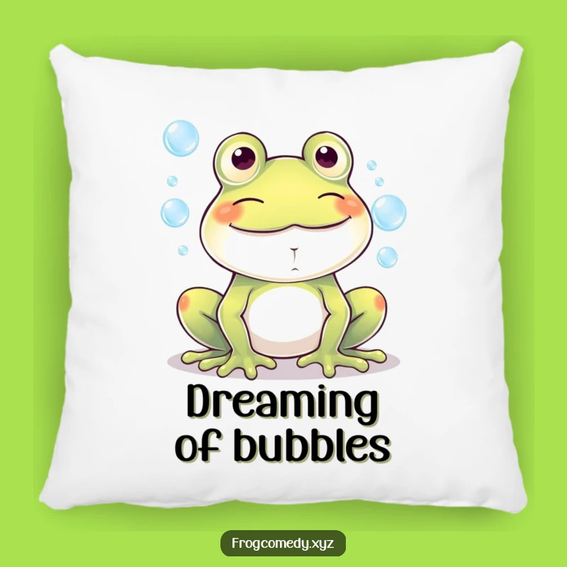 Funny Kawaii Frog Bubbles Grin Pillow - Comfy & Cheerful Funny Gift