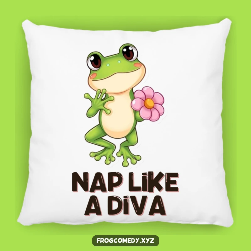Funny Kawaii Frog Flower Pose Pillow - Soft Cute Anime Decor
