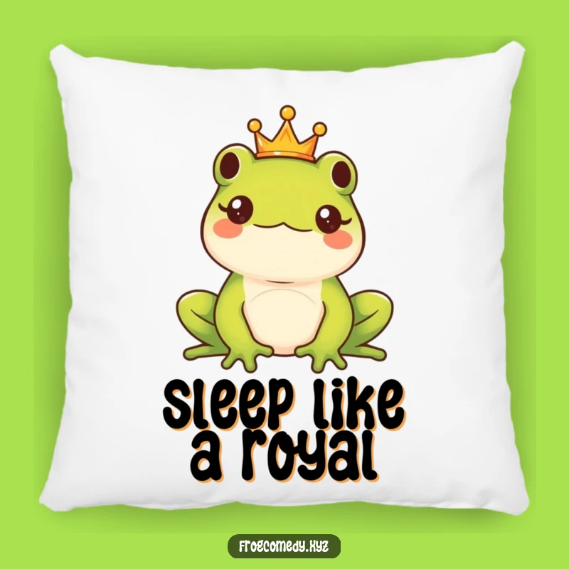 Funny Kawaii Frog King Pillow - Majestic Royal Amphibian Cozy Funny Gift
