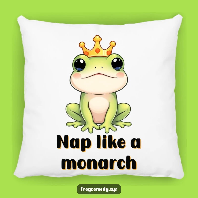 Funny Regal Frog King Pillow: Royal Amphibian Comfort, Perfect Funny Gift for Royalty
