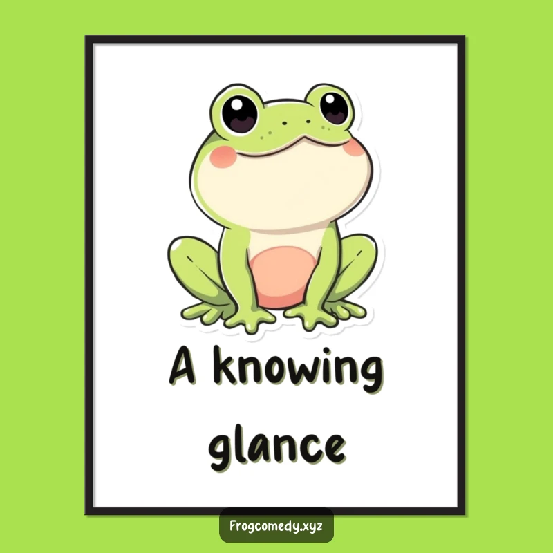 Funny Kawaii Frog Digital Art: Playful Wink Download, Instant Funny Gift!