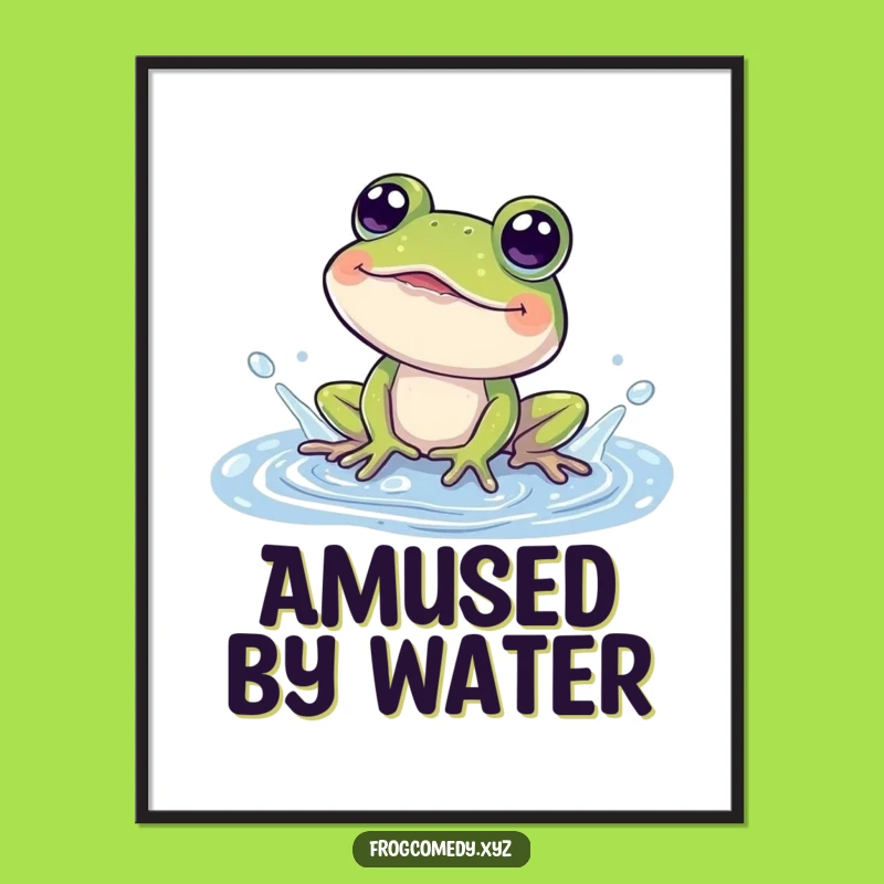 Funny Frog Splashing Digital Art: Instant Downloadable Amphibian Fun, Perfect Funny Gift