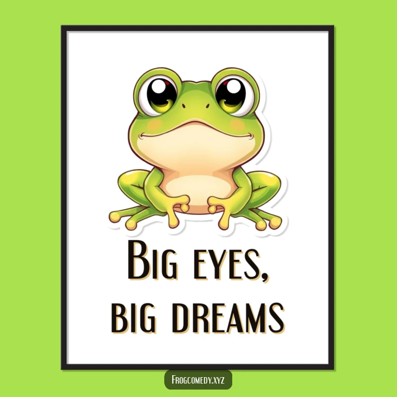 Funny Kawaii Frog Digital Art: Sparkling Amazement, Instant Funny Gift