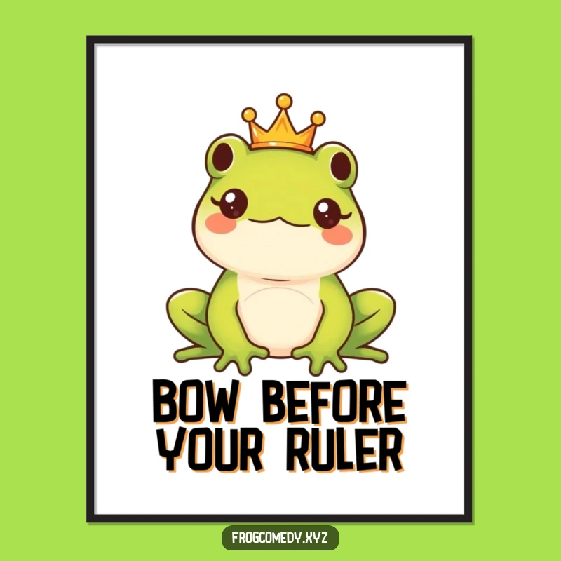 Funny Kawaii Frog King Digital Art - Majestic Royal Amphibian Funny Wall Decor Gift