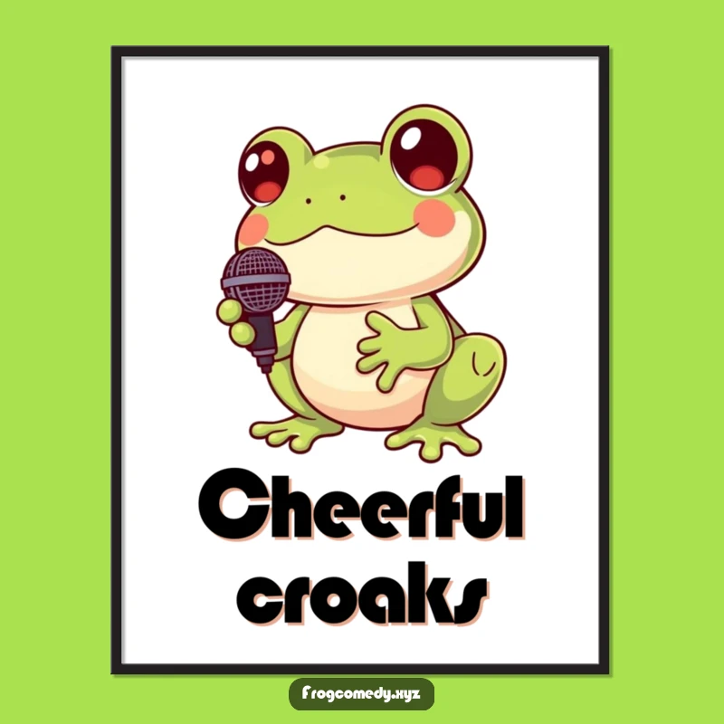 Funny Kawaii Frog Croak Digital Art: Instant Cheer for Your Walls