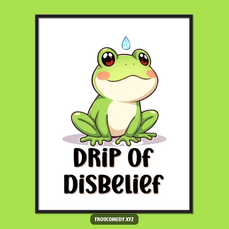Funny Kawaii Frog Raindrop Digital Art: Instant Humorous Decor
